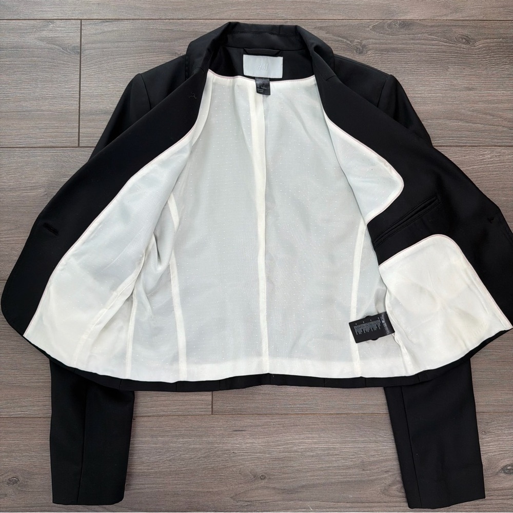 H&M Y2K style Black Women's WOOL Blazer-BRAND NEW - Picture 3 of 9